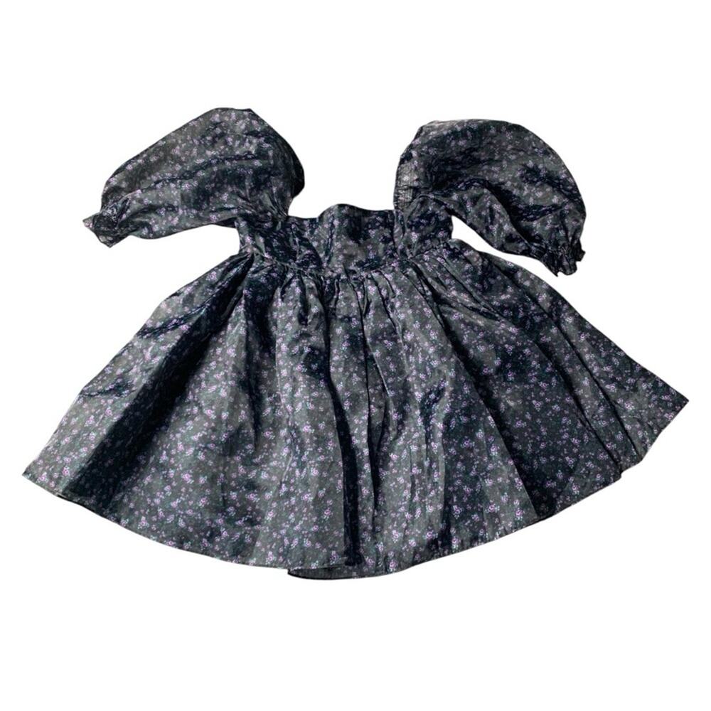 Selkie size medium new 80s ditz Navy Floral Puff Sleeve Dress babydoll girl fem - Picture 2 of 11